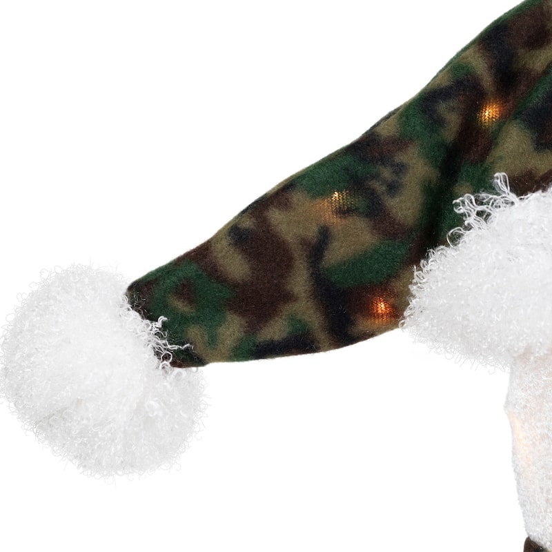 24" Lighted White Green Chenille Snowman Outdoor Christmas Decoration