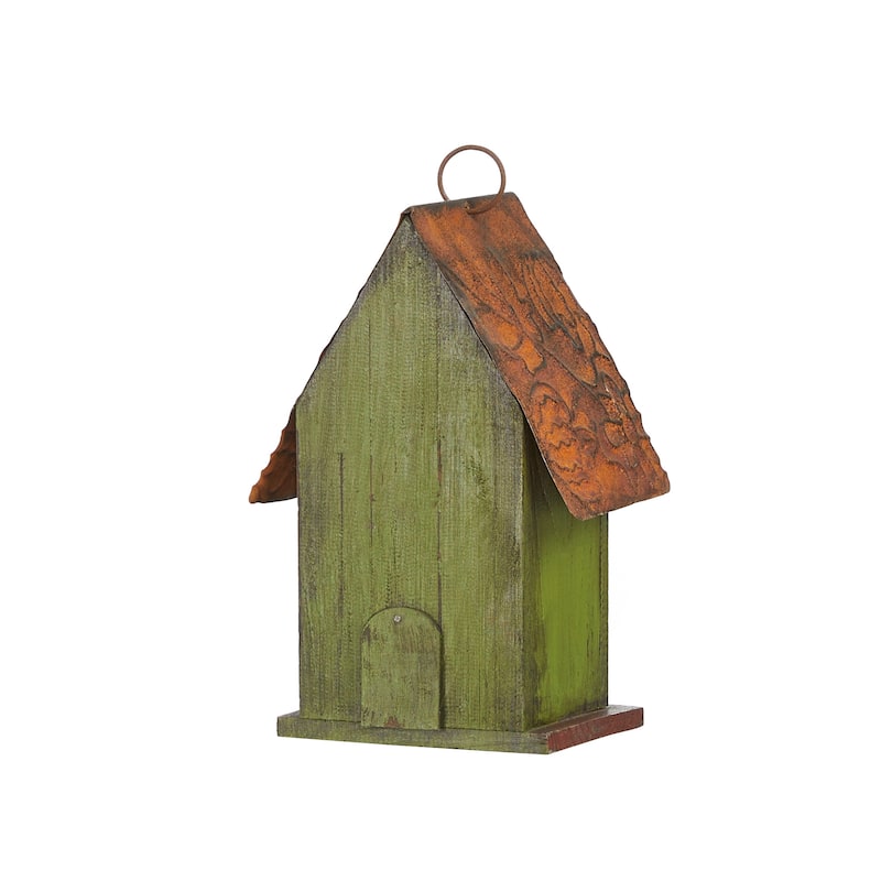 Glitzhome 11.75"H Wooden Hand Painted Distressed Birdhouse
