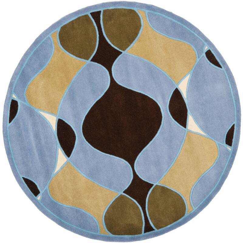 SAFAVIEH Handmade Soho Hailey N.Z. Wool Rug - 6' Round - Blue/Multi