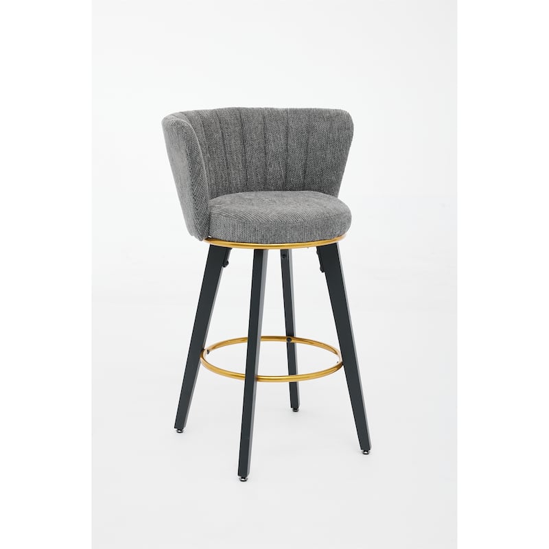 360° Swivel Upholstered Barstools with Backs and Metal Legs,Counter Height Bar Stools Set of 2.