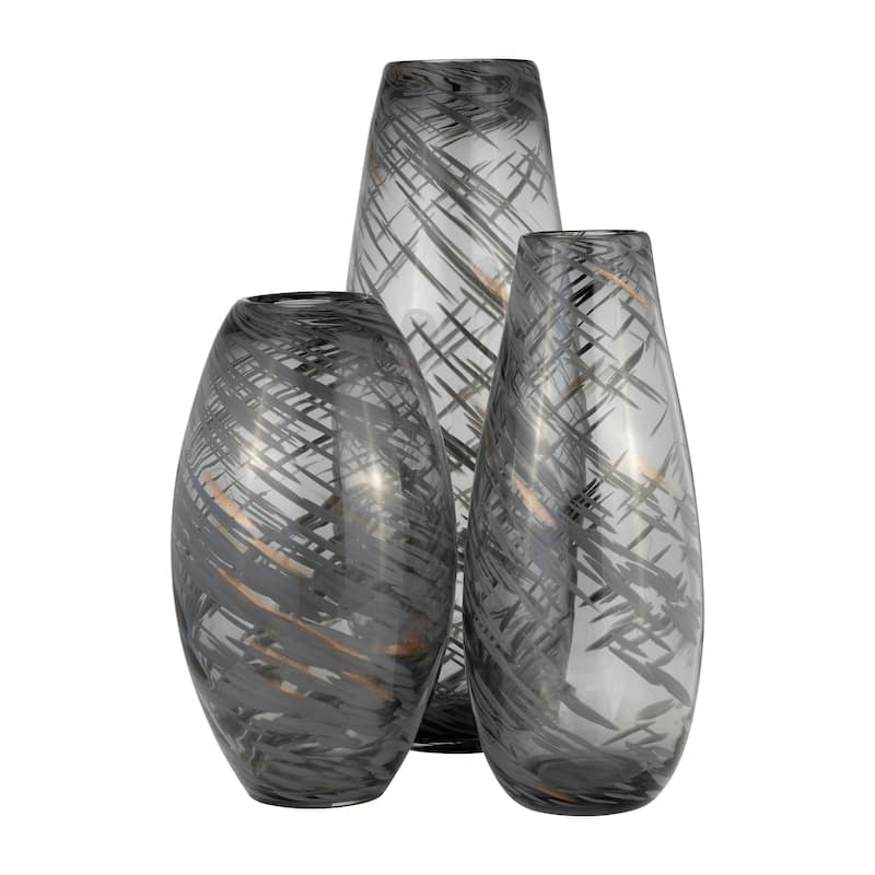 Sagebrook Home Elegant Black Swirl Modern Glass Vase