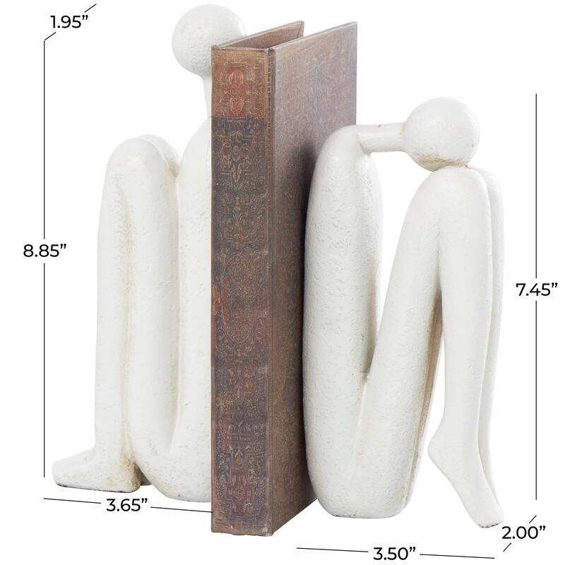 White Polystone People Decorative Bookends (Set of 2)