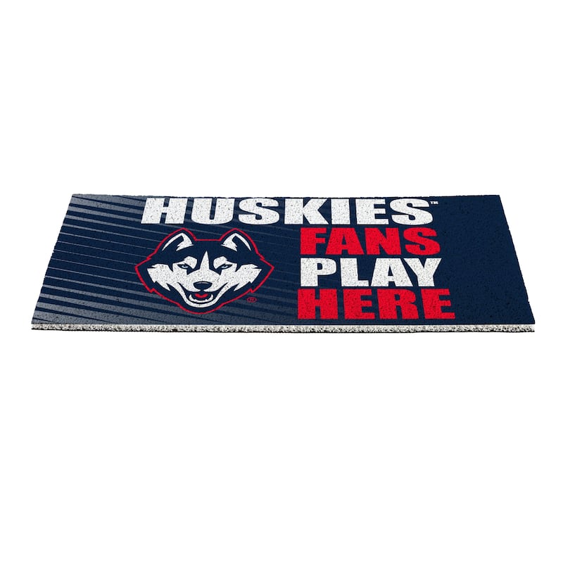 28 in. x 16 in. University of Connecticut "Fans Play Here" PVC Door Mat