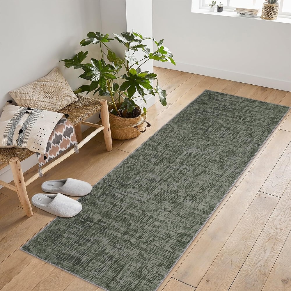 Modern Abstract Area Rug for Living Room, Throw Floor Carpet for Home Décor, Green - 2' x 3'