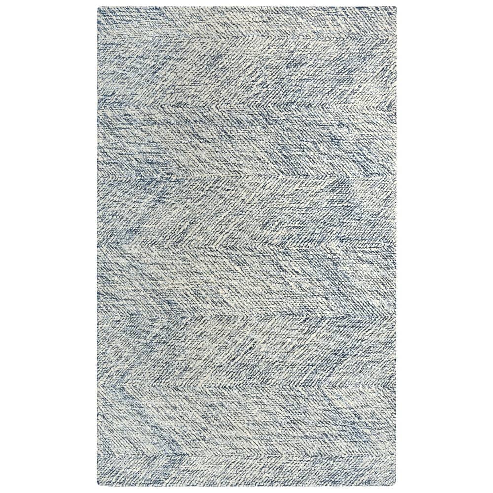 Alora Decor Trace Blue Geometric Hand-tufted Wool Rug