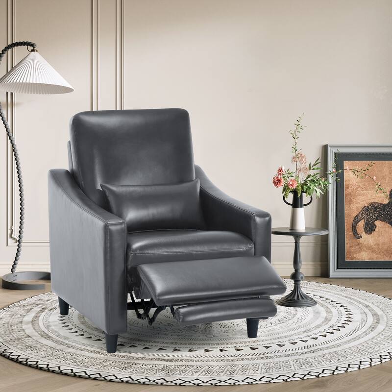 Electric Pushback Recliner with Leather Upholstery & Charging Port - Adjustable Recline for Living Room​