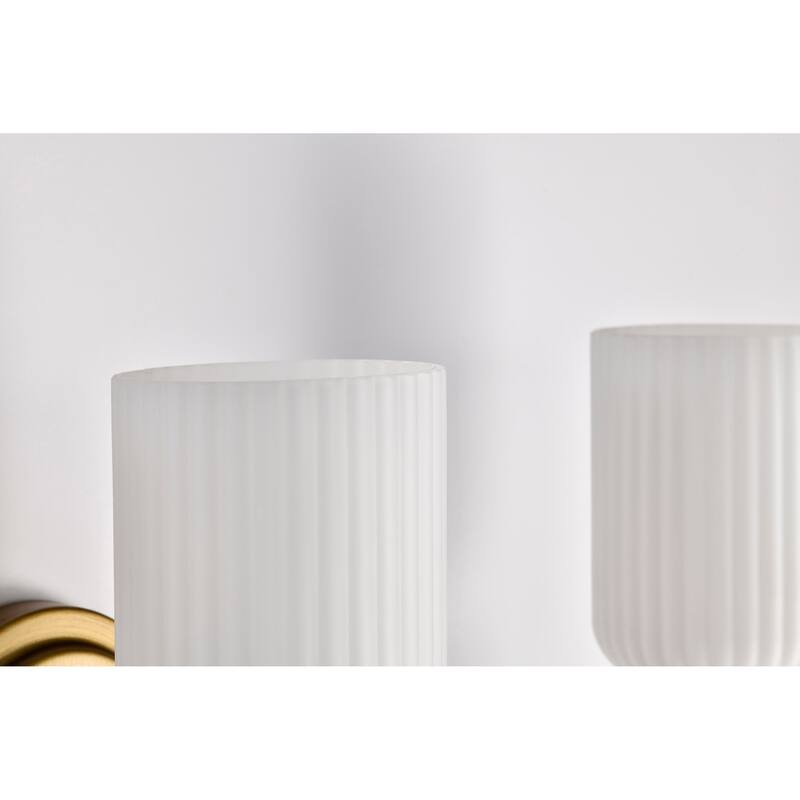 Solara 3 Light Vanity Natural Brass Finish Frosted Ribbed Glass - Natural Brass
