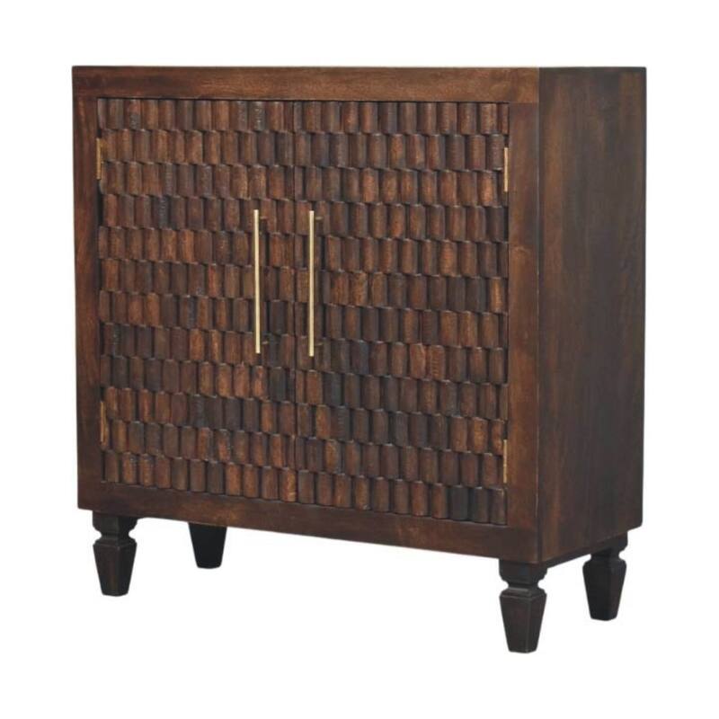 Artisan Furniture Solid Wood Vesta Textured Cabinet, Brown, 2-Doors