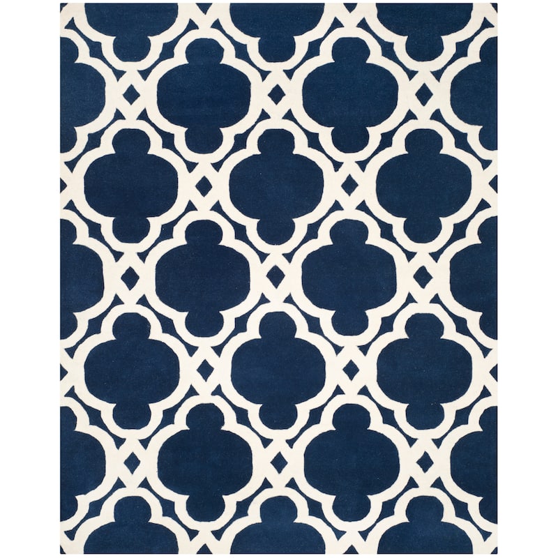 SAFAVIEH Handmade Chatham Naemi Modern Wool Rug - 8' x 10' - Dark Blue/Ivory