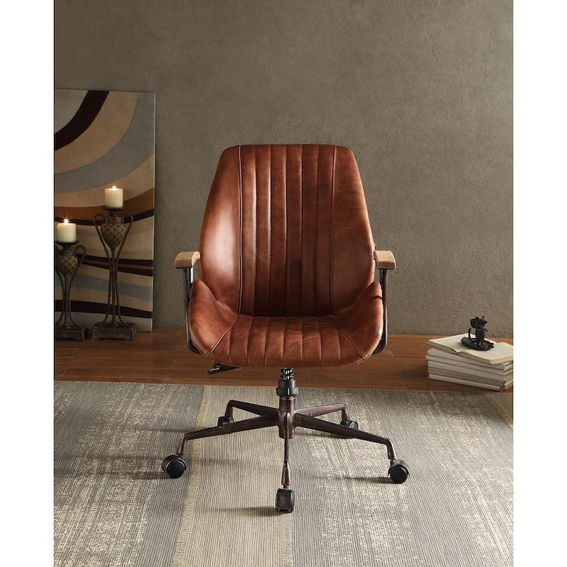 Cocoa Aluminum Top Grain Leather Office Chair