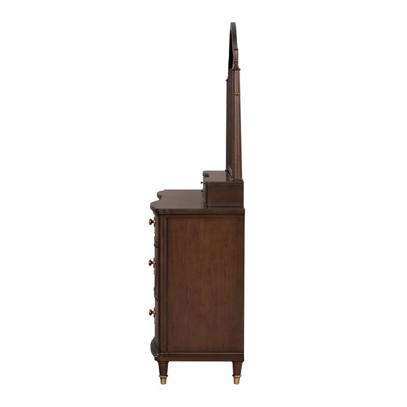 Furniture of America Prylen Modern Dark Cherry 2-Piece Solid Wood Dresser and Mirror Set