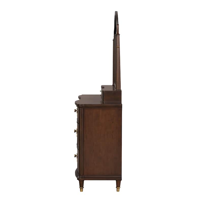 Furniture of America Prylen Modern Dark Cherry 5-Piece Solid Wood Bedroom Set with LED Reading Lights
