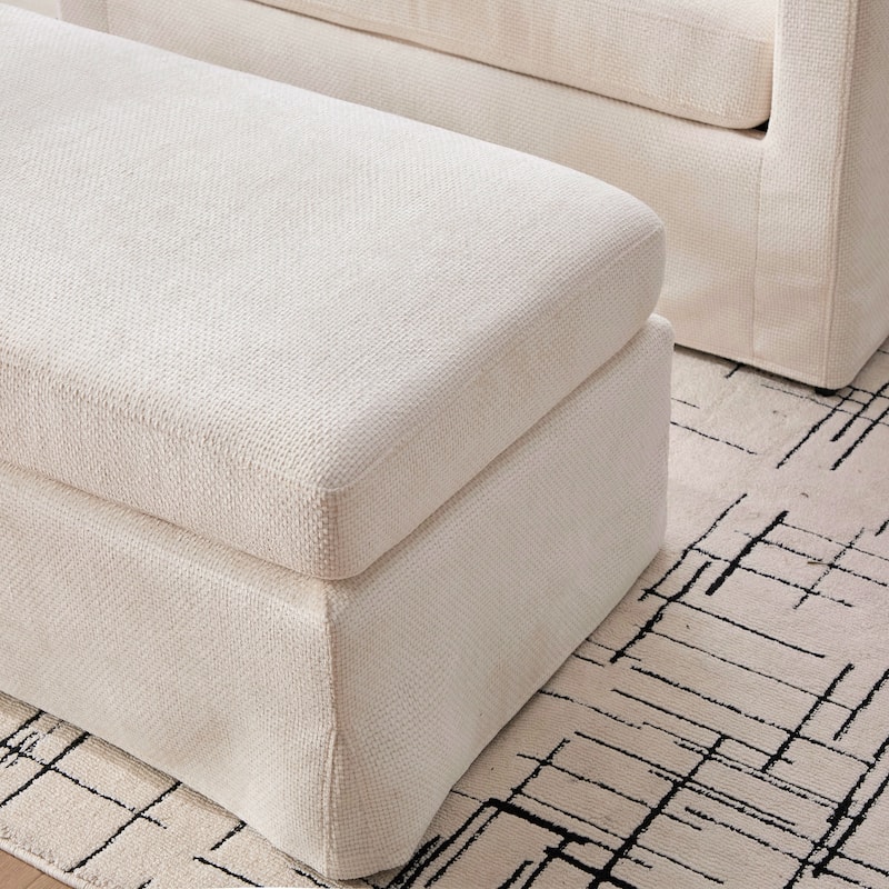 Morden Accent Chair with Ottoman, Chenille Living Room Side Chair, Single Sofa Armchair with Bolster Pillows