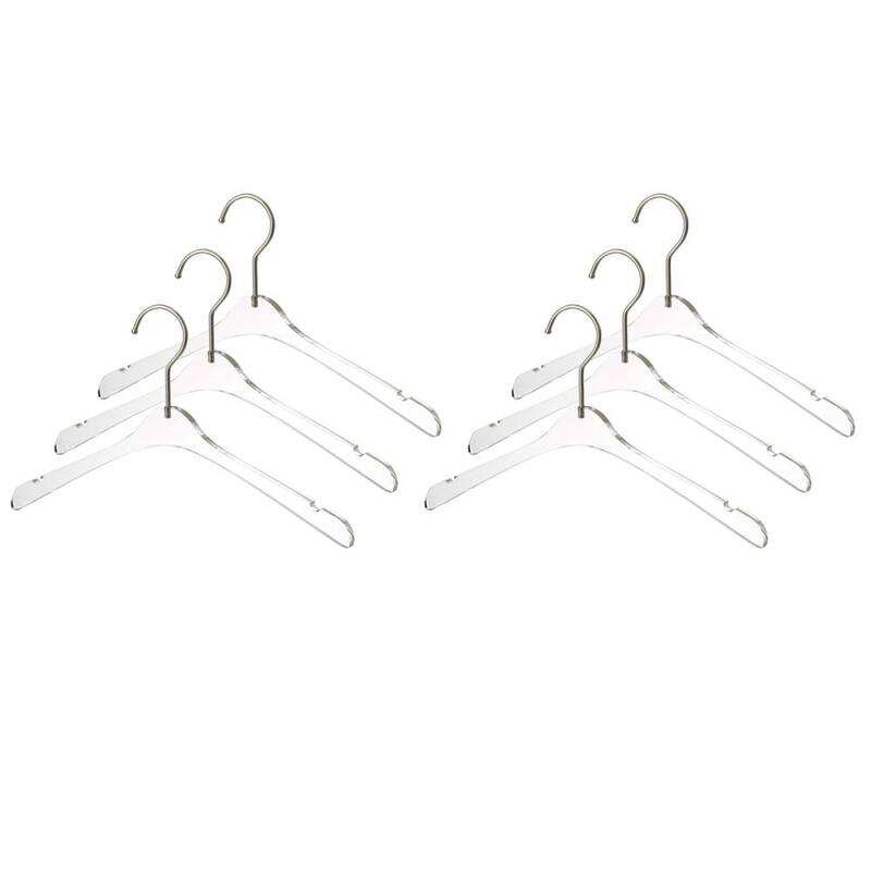 YBM Home Quality Acrylic Clear Hangers - Kid - Silver ( 6 Pack)