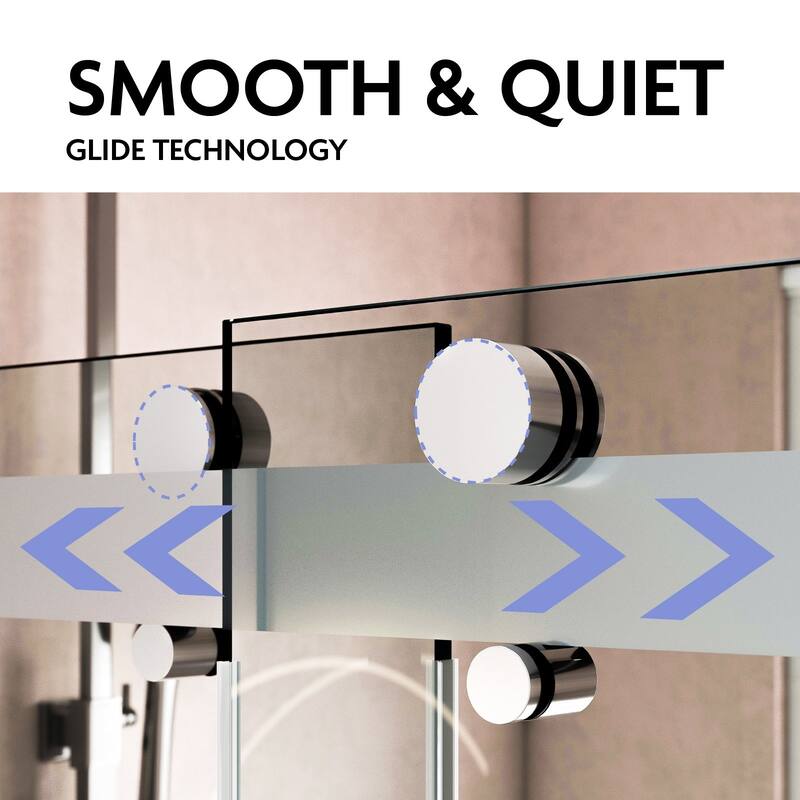 Glassic 44" - 48" W X 78" H Soft Closing Frameless Double Sliding Shower Doors with 3/8" Clear Tempered Glass