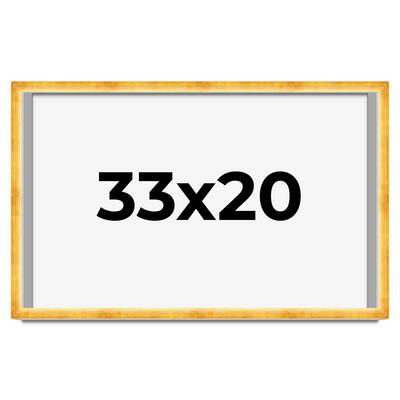 33x20 Shadow Box Frame Gold | 1.625 Inches Deep Real Wood Traditional