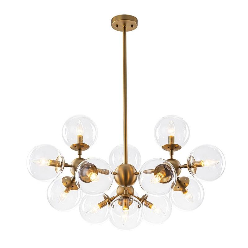 Mid-Century Modern 13-Light Glass Sphere Branch chandelier - 34.6 in