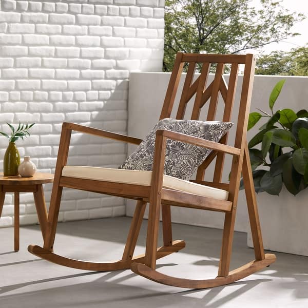 Nuna Outdoor Acacia Wood Rocking Chair by Christopher Knight Home