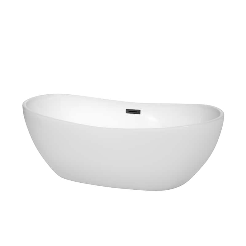 Wyndham Collection Rebecca 65" Free Standing Acrylic Soaking Tub with - White / Matte Black Trim
