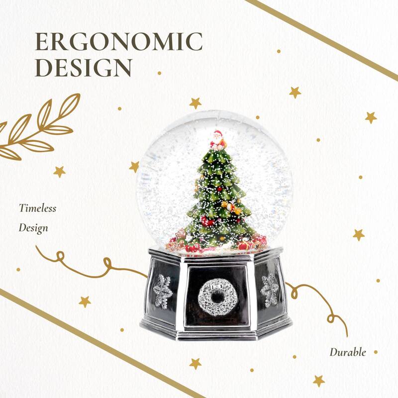 Spode Christmas Tree Musical Tree Snow Globe - 5.5" D x 6.5" H