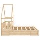 preview thumbnail 17 of 18, Queen Size Wood House Bed, Kids Bed with Guardrail and 2 Drawers