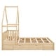 preview thumbnail 23 of 22, Wood Queen Size House Bed, Kids Platform Bed Frame with Guardrail Headboard, Modern Storage Bed with 2 Drawers