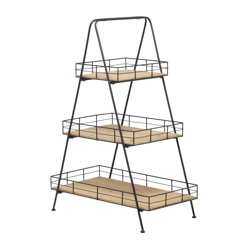 Wood Indoor Outdoor 3 Tier Plantstand - Brown - Roche River Decor