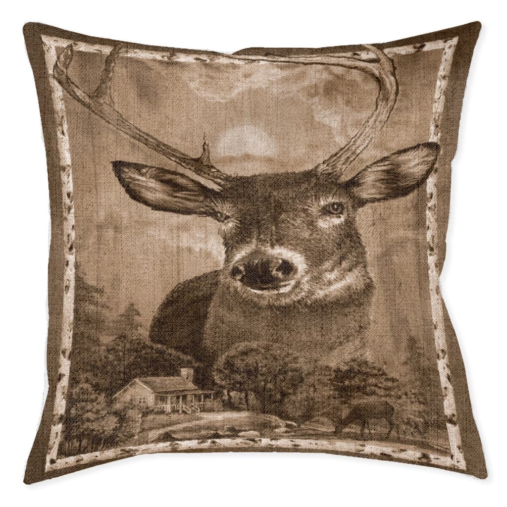 Laural Home Deer Country 17" x 18" Woven Decorative Pillow