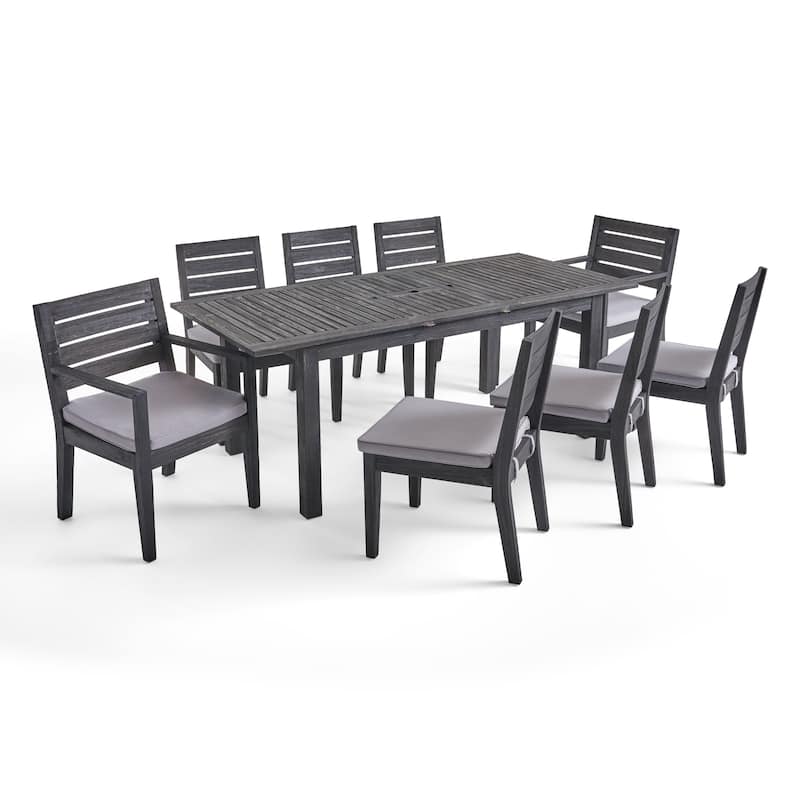 Nestor Outdoor 8-Seater Acacia Wood Expandable Dining Set by Christopher Knight Home