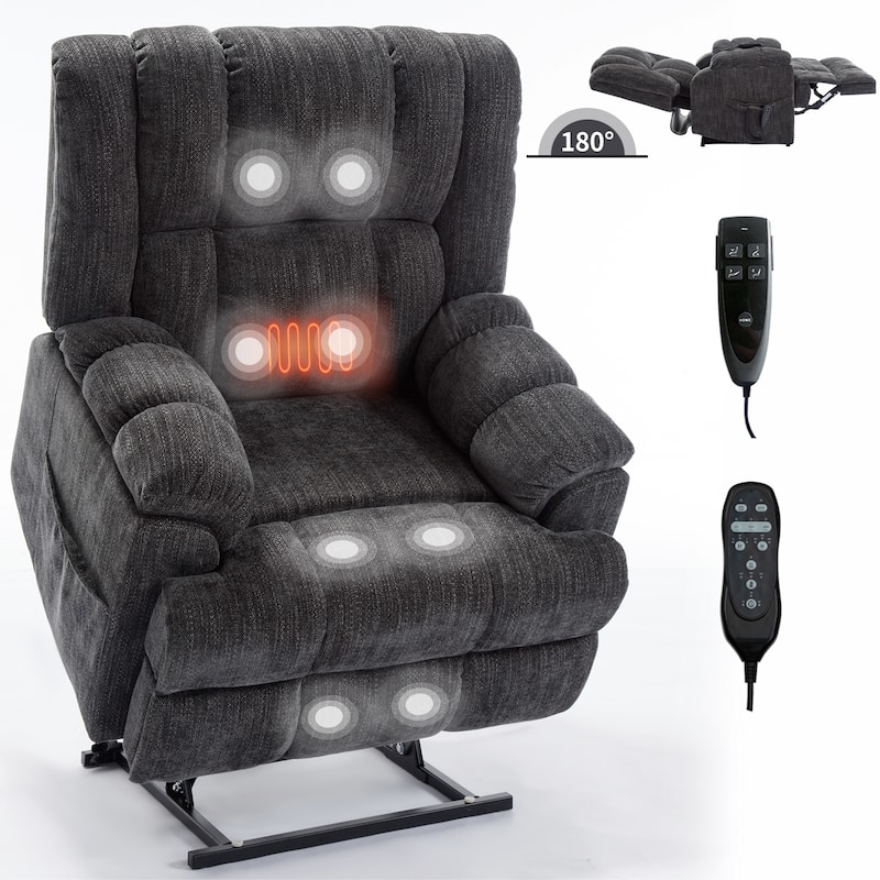 Dual Motor Power Lift Recliner with Heat & Massage, Up to 350 LBS