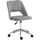 preview thumbnail 1 of 7, Velvet Mid Back Home Office Chair with Wheels, Ergonomic Study Seat, Upholstered Tufted Chairs with Hollow Back Design - N/A Gray