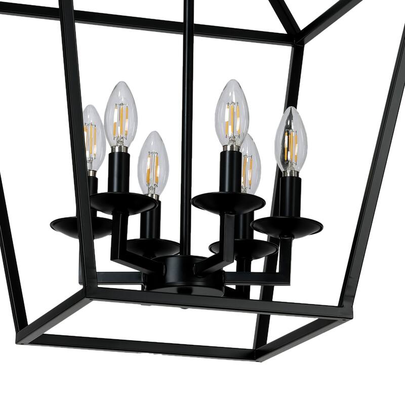 6 - Matte Black/ Gold Light Pendant - 16"x16"x24"