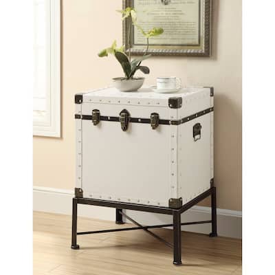 Trendy Trunk Style Accent Side Table, White - 25.25 H x 19 W x 15.75 L Inches