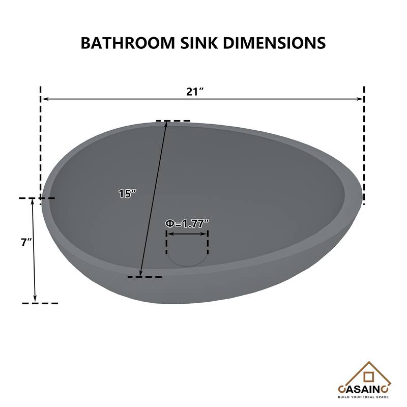 CASAINC Concrete Egg-Shaped Bathroom Sink Vessel Sink Art Basin with the Same Color Drainer