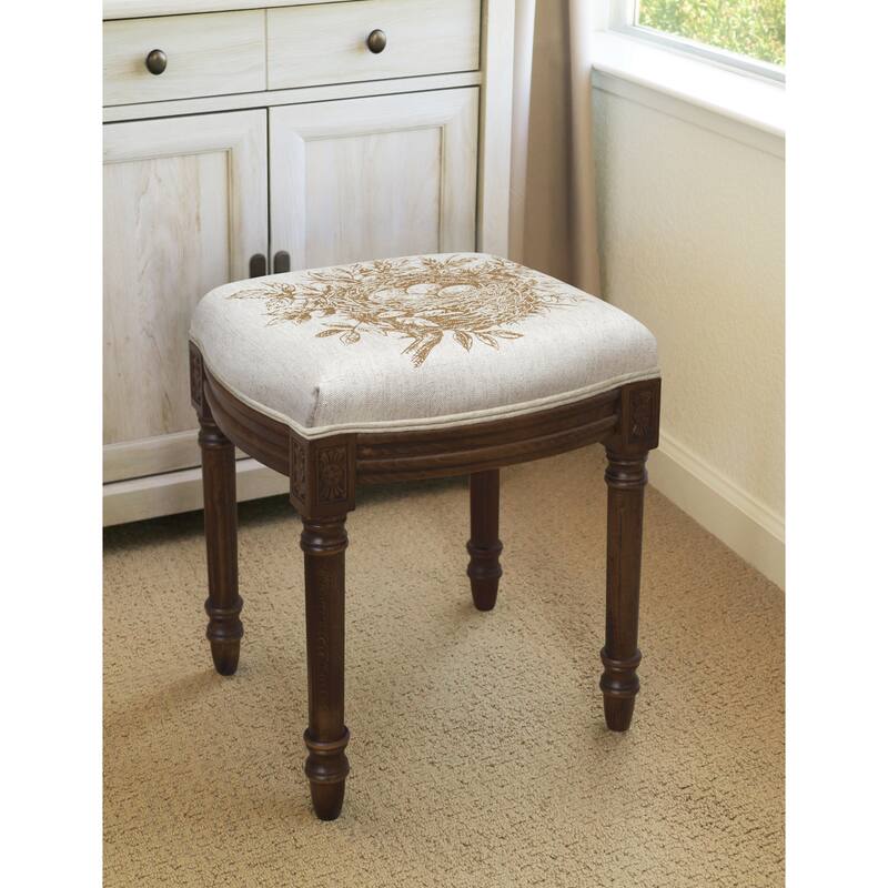 Bird's Nest Vanity Stool with Wood Stain Finish - Brown