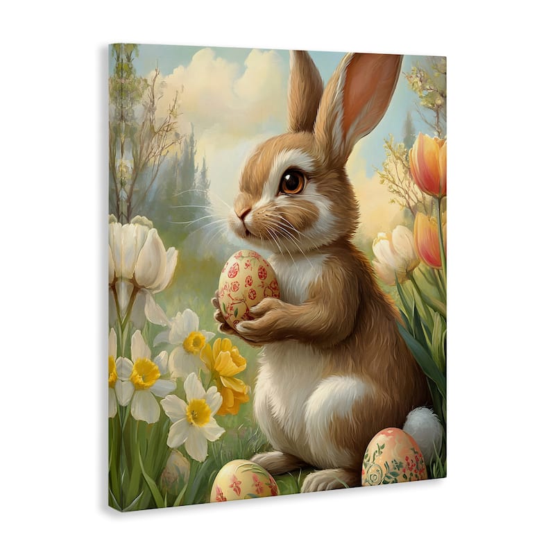 Stupell Easter Bunny with Painted Eggs Canvas Wall Art Design By Franklyn Gregory