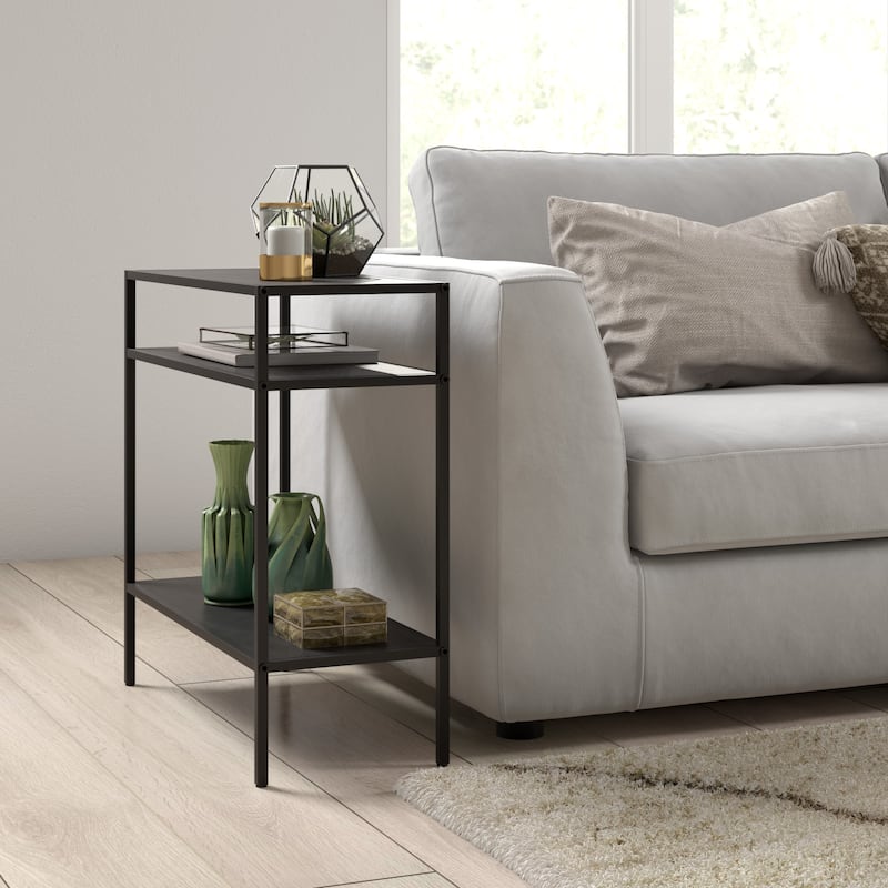 Ricardo Side Table with Metal Shelves - Blackened Bronze