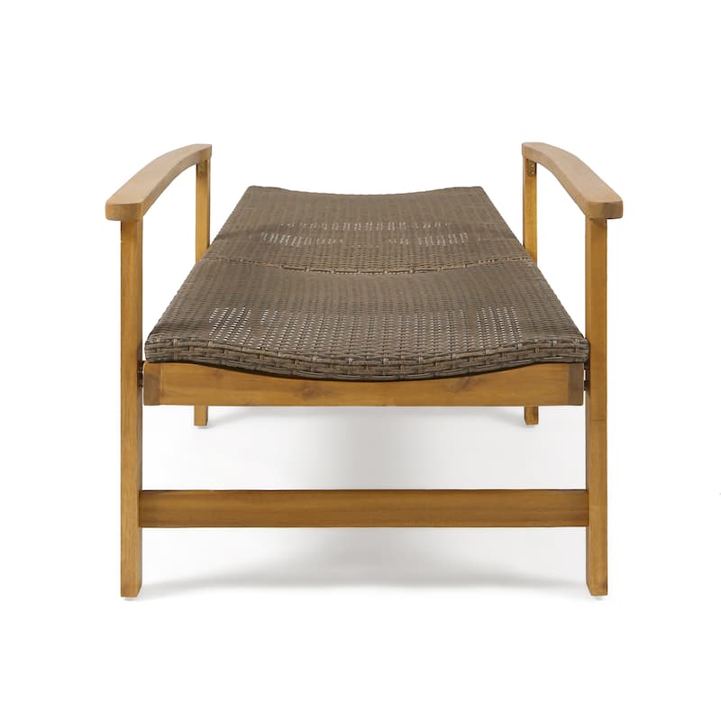 Hampton Outdoor Rustic Acacia Wood Chaise Lounge with Wicker Seating (Set of 2) by Christopher Knight Home