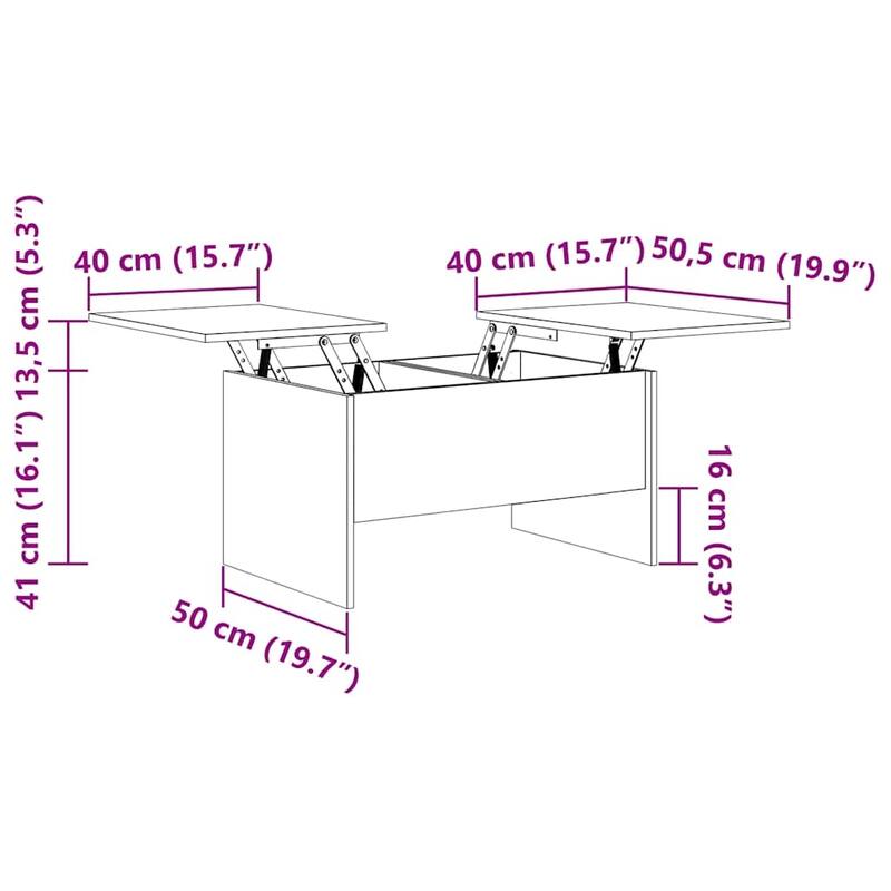 vidaXL Coffee Table Lift Top End Table Accent Side Sofa Table Engineered Wood - 31.5" x 19.7" x 16.7"