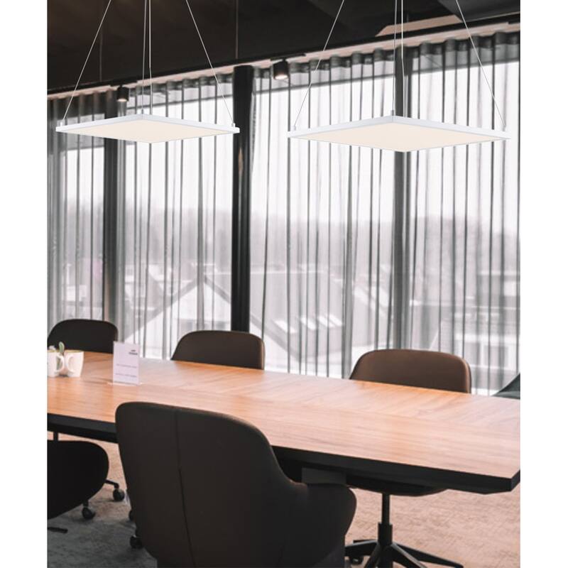 Wafer SQ 15"W 1-Light LED Pendant Light Fixture White Finish by Maxim