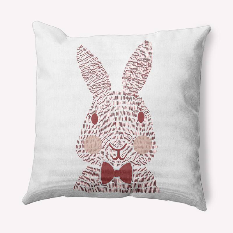Monochrome Bunny Easter Decorative Throw Pillow - 26" x 26" - Ligonberry Red