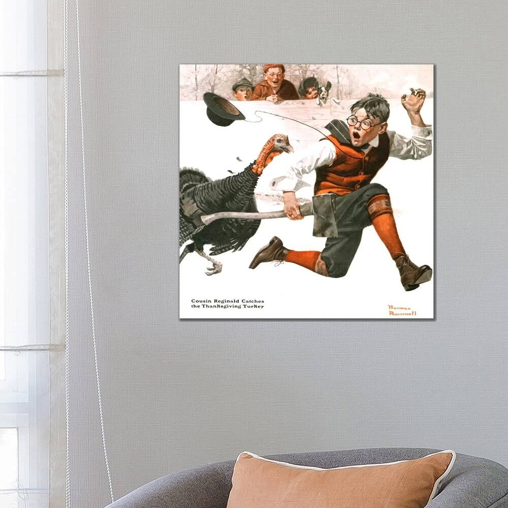 iCanvas "Cousin Reginald Catches the Thanksgiving Turkey" by Norman Rockwell Canvas Print