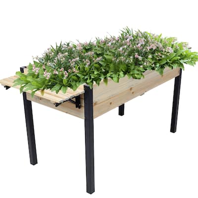 Metal Wood Raised Garden Bed, Folding Shelf Planter for Herbs Veggies