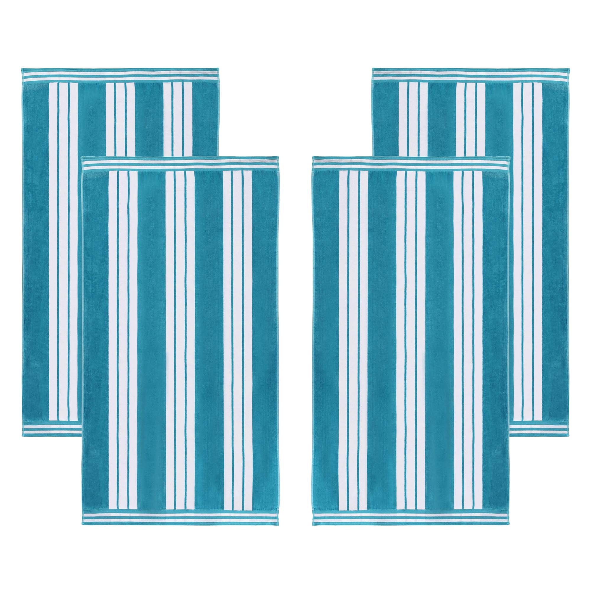 Superior Striped Large Oversized Cotton Beach Towel - Set of 4