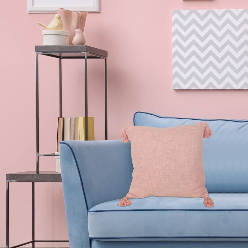 Sevita Solid Cotton Throw Pillow with Tassels