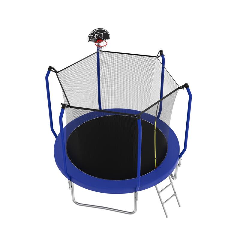 8-foot Trampoline with Basketball Hoop and Enclosure