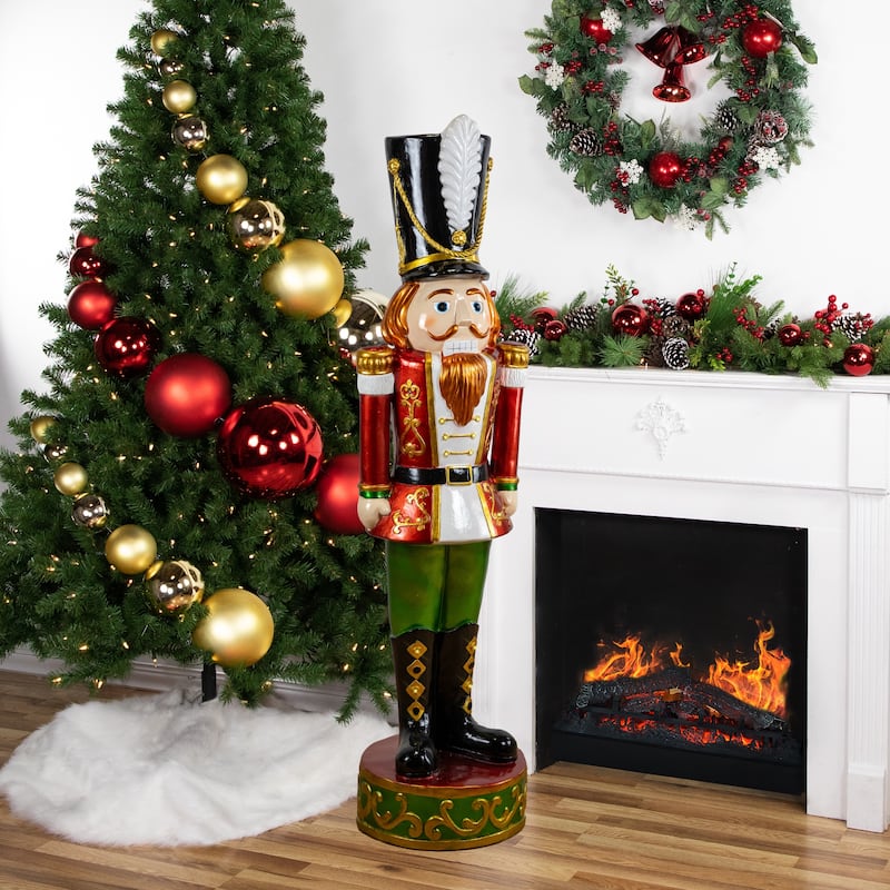 Commercial Christmas Nutcracker Soldier with Decorative Base - 5.25' - Red and Green