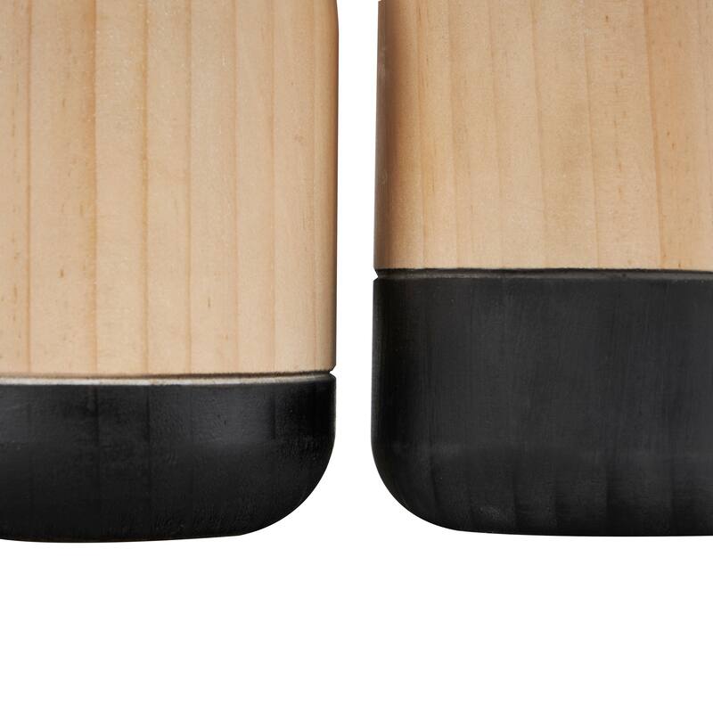 Light Brown Wood Colorblock Decorative Vase with Black Bases (Set of 2)