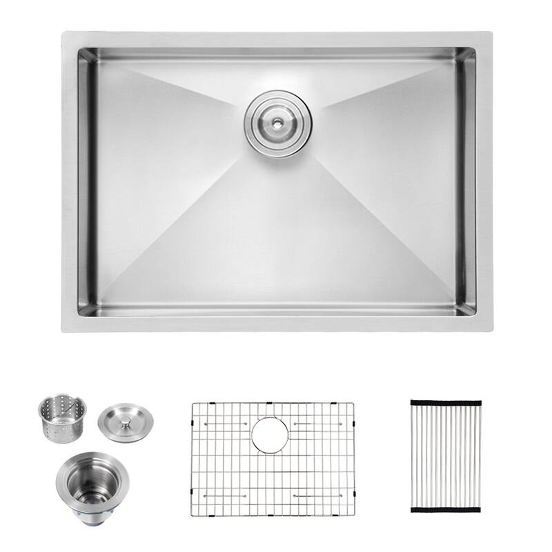 Undermount 16 Gauge Single Bowl Stainless Steel Kitchen Sink in Brushed Nickel