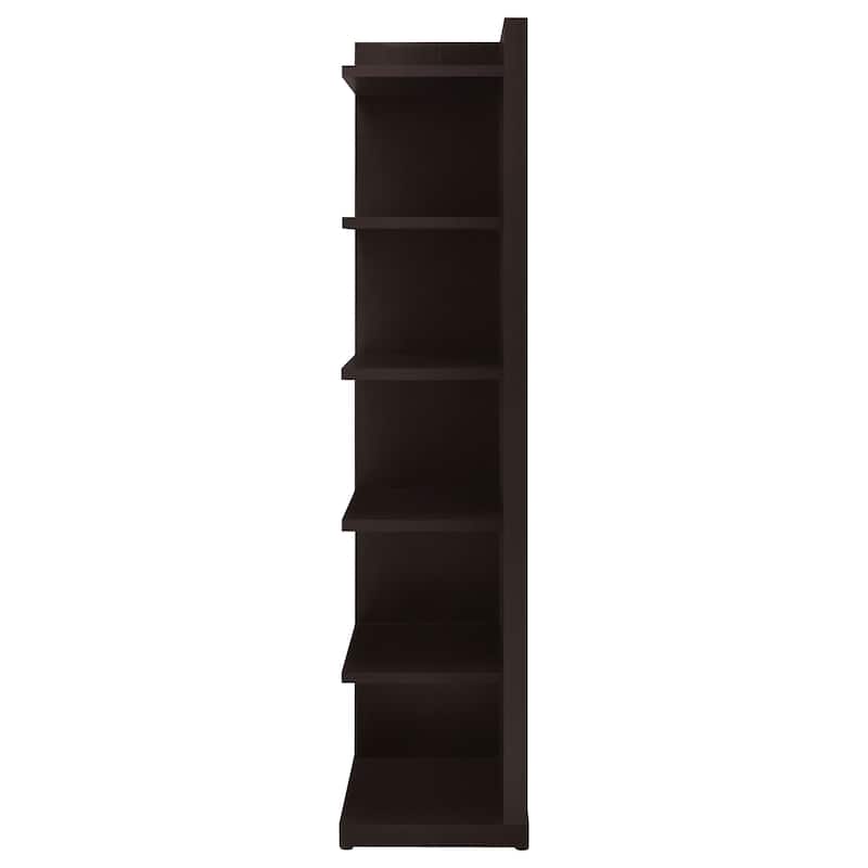 Alder 71-inch 5-shelf Corner Bookcase Cappuccino - 19.75" x 15.75" x 71.00"